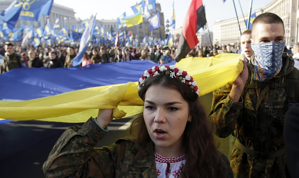 Мітингувальники в центрі Києва 14 жовтня 2014 року