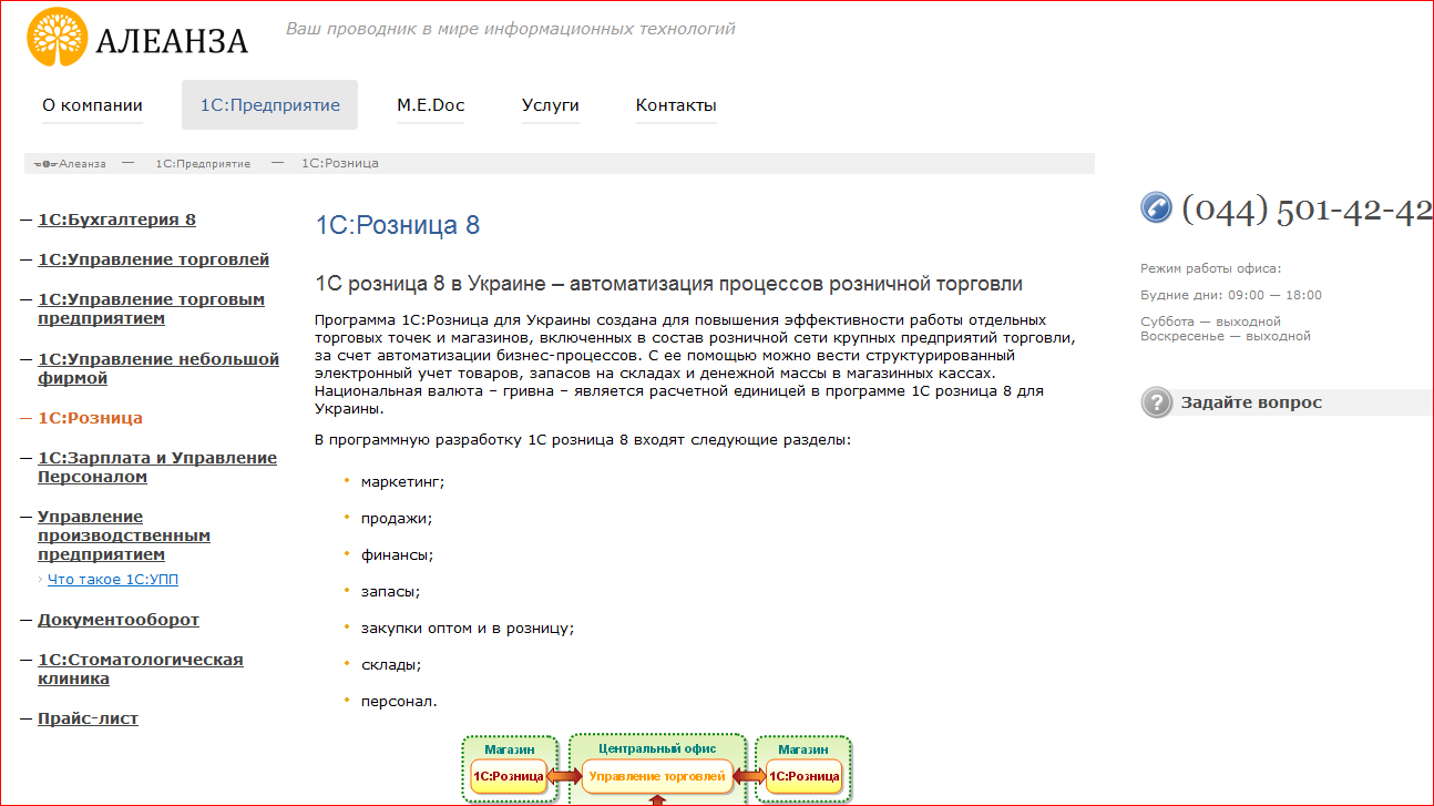 Снимок сайта aleanza.ua