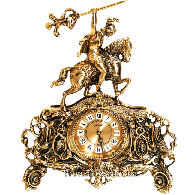 Декоративные бронзовые часы — «Всадник с копьем»