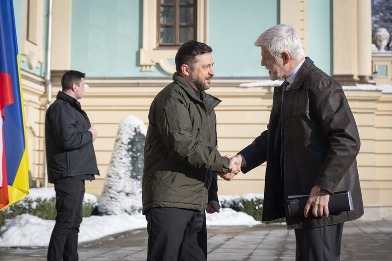 Президент України Володимир Зеленський зустрічається зі своїм чеським колегою Петром Павелом на тлі нападу Росії на Україну в Києві, Україна, 16 січня 2026 року. (president.gov.ua)