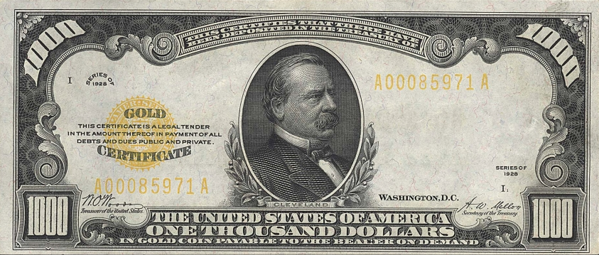 1000 долларов 1928 год