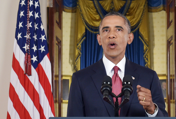 Барак Обама во время произнесения речи в среду, 10 сентября, объявил войну террористам ИГИЛ. Фото: Saul Loeb-Pool/Getty Images