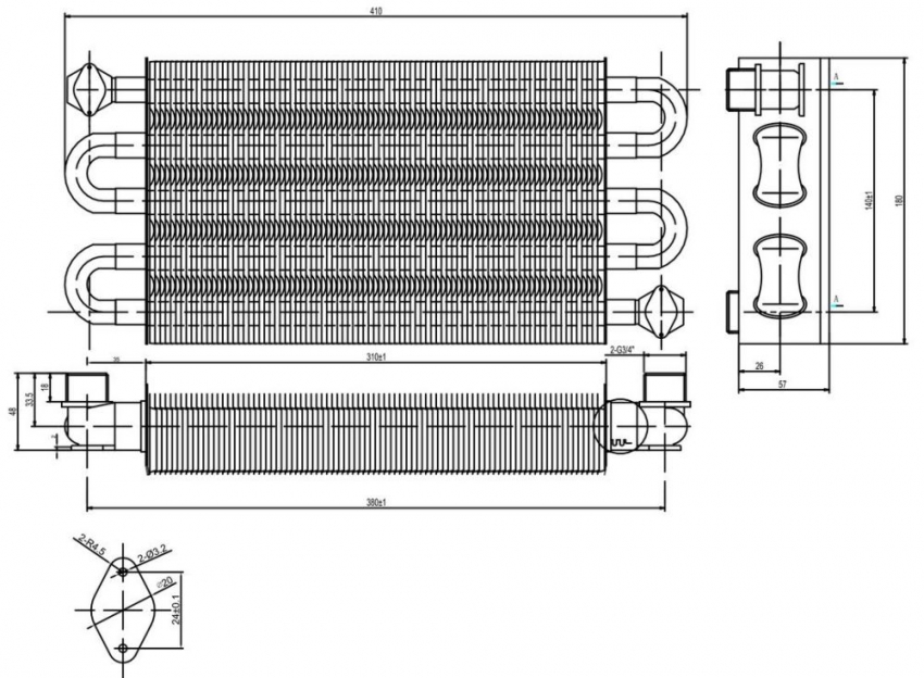 Схема теплообмінника для газового котла