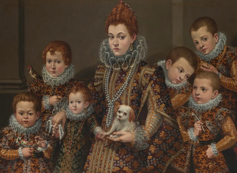 «Портрет Бьянки дельи Утили Мазелли и ее детей», около 1604–1605 гг., Лавиния Фонтана. Масло на холсте; 39 дюймов на 53 1/4 дюйма. Музеи изобразительных искусств Сан-Франциско. (Courtesy of the Fine Arts Museums of San Francisco)