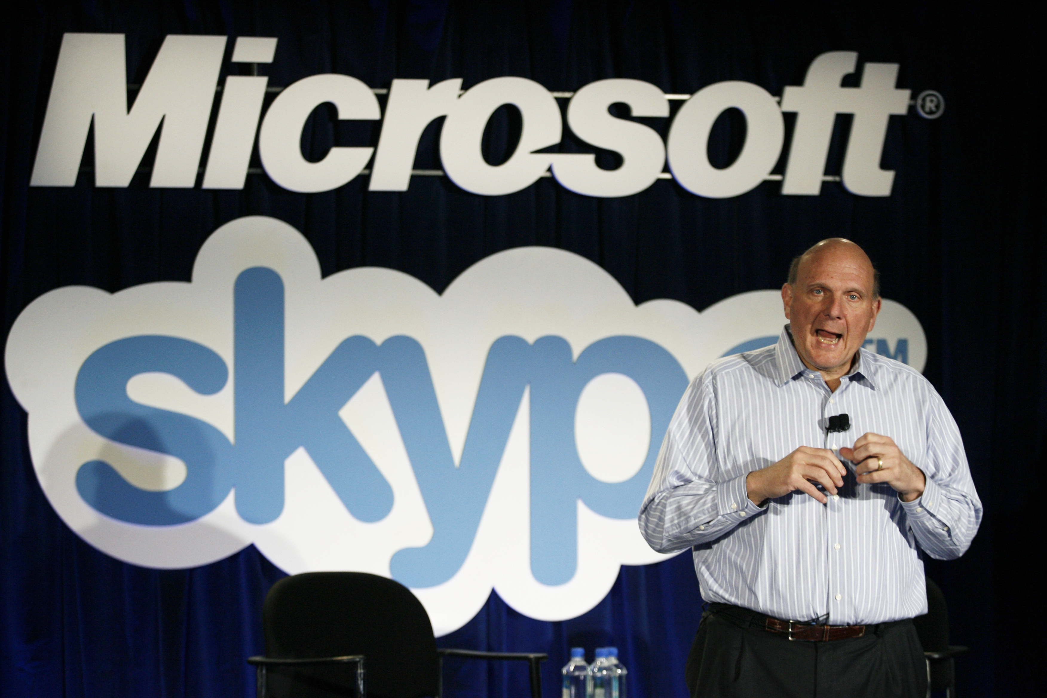 Виконавчий директор Microsoft Стів Баллмер оголошує про покупку Skype компанією Microsoft, 10 травня 2011 року, Сан-Франциско, Каліфорнія. Фото: KIMIHIRO HOSHINO/AFP/Getty Images