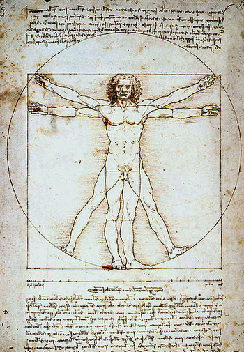 Всім відоме зображення людини вписаної в квадрат і коло – «Вітрувіанська людина». Фото: www.blogg.ucoz.ru 