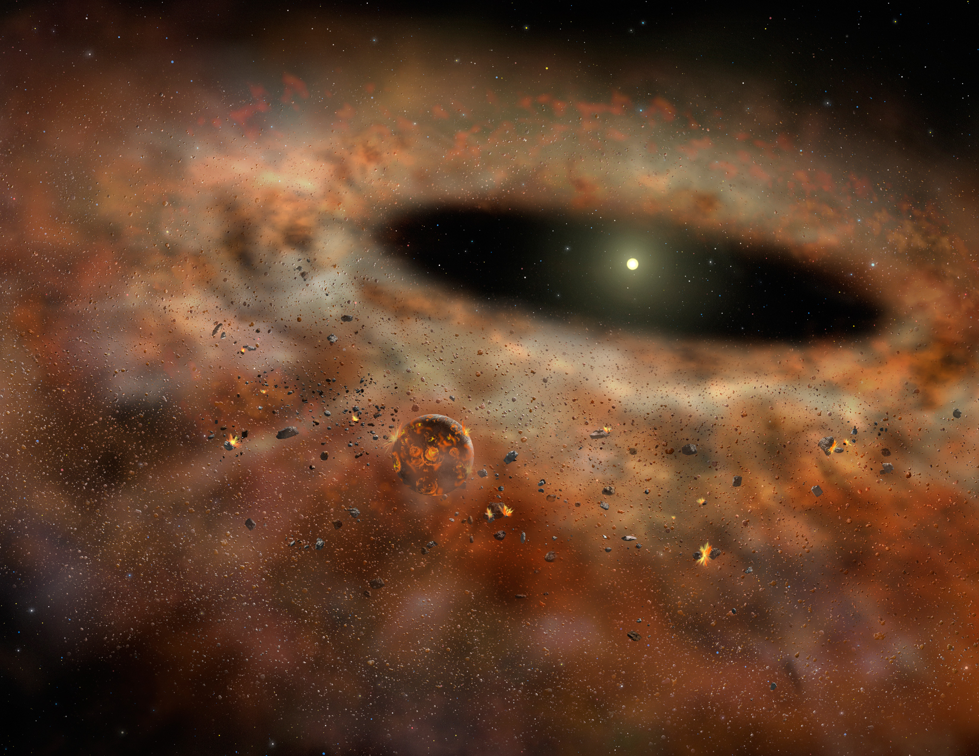 Пылевой диск вокруг звезды. Иллюстрация: Lynette Cook/AURA/Gemini Observatory
