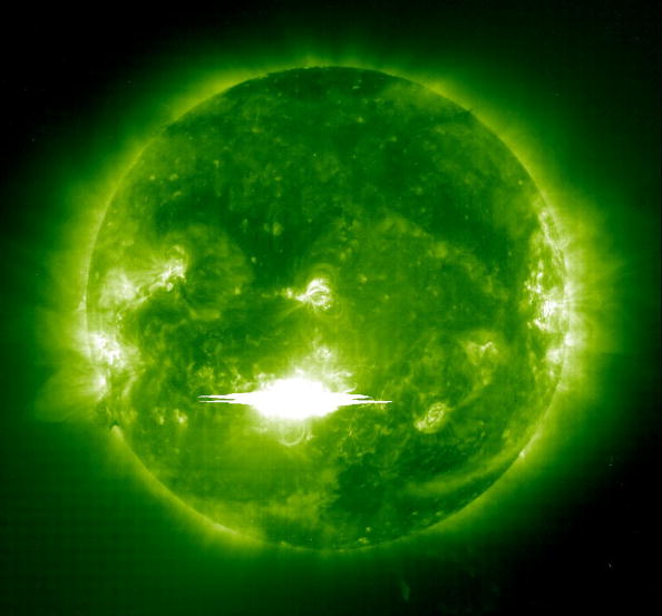 Спалах класу X18, який стався 28 жовтня 2003 р. Фото: Solar&Heliospheric Observatory/NASA via Getty Images