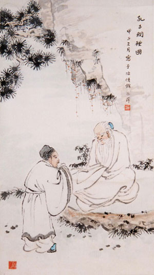 Конфуций пришёл с поклоном к Лао Цзы. Художница Чжан Цуйинг. Фото: с сайта zhengjian.org