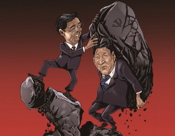 (Зверху вниз) Чжоу Юнкан терпить крах слідом за Бо Сілаєм і Ван Ліцзюнем. Карикатура: The Epoch Times