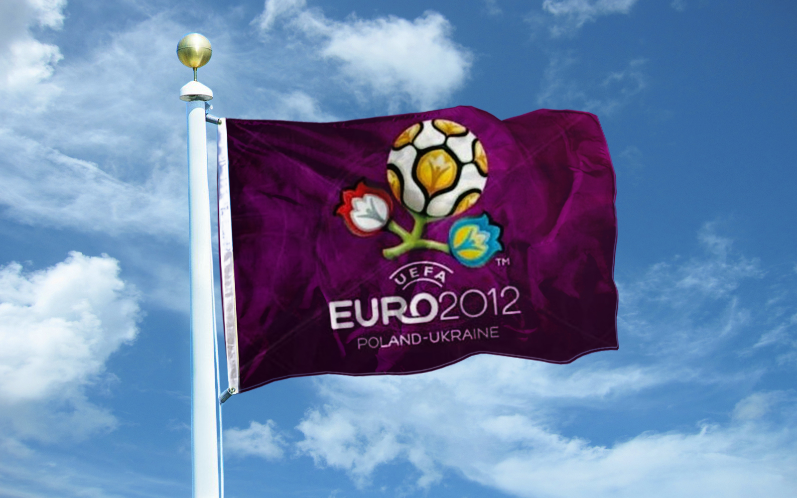 Логотип Євро 2012 на прапорі. Ілюстрація: Надія Несвіт /Великая Эпоха