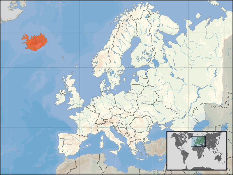 Ісландія на мапі світу. Ілюстрація: David Liuzzo/uk.wikipedia.org