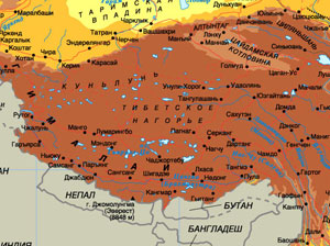 Географическая карта Тибета. Фото: panasia.ru