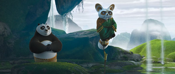 Жизненный урок: Шифу (Дастин Хоффман, справа) учит По (Джек Блэк, слева) ценности внутреннего мира в картине «Кунг-фу Панда 2». Фото: DreamWorks Animation