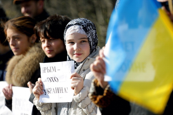 Кримські татари протестують проти приєднання півострова до Росії. Сімферополь, 14 березня 2014 року. Фото: The Asahi Shimbun via Getty Images