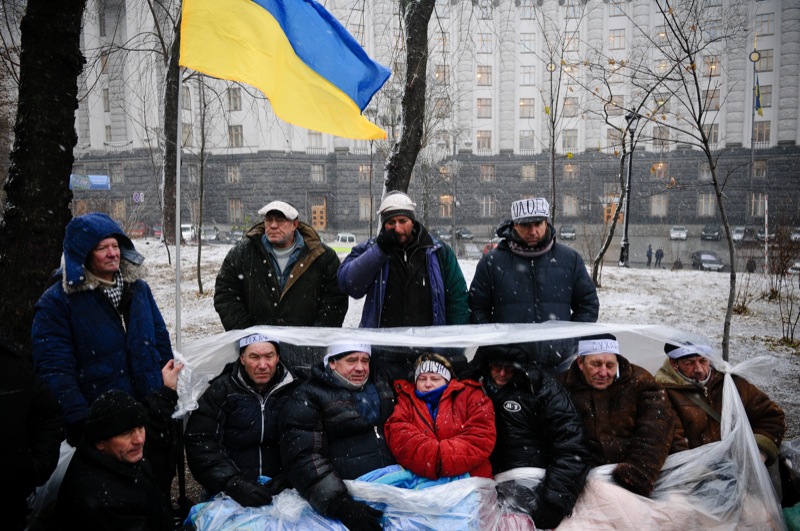 Протест чорнобильців зимою цього року. Фото: Володимир Бородін/EpochTimes.com.ua