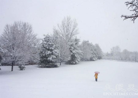 Прогулка в снегопад. Фото: Чан Лэй/Великая Эпоха