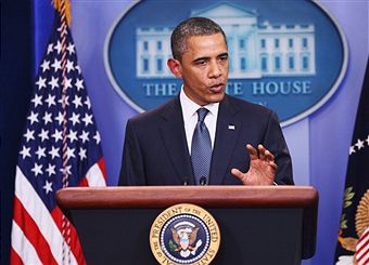 Обама заявил во вторник журналистам на брифинге, что в вопросе по повышению лимита госдолга США уже есть «некоторый прогресс». 29 июля 2011 г., Вашингтон. Фото: Win McNamee/Getty Images