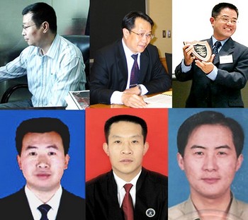 Китайські адвокати, що захищають невинність послідовників Фалуньгун (зліва направо): Лі Субін, Мо Шаобін, Го Годин, Цзян Тяньюн, Хань Чжікуан, Лі Хебін. Фото з epochtimes.com