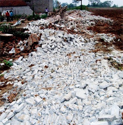 Бульдозерами й екскаваторами були зруйновані недобудовані будівлі фабрики і розбиті дороги. Фото з epochtimes.com 
