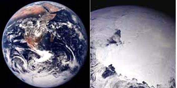 Рис 1.3. Африка (фото слева). Рис 1.4. Антарктида (фото справа). Фото: NASA