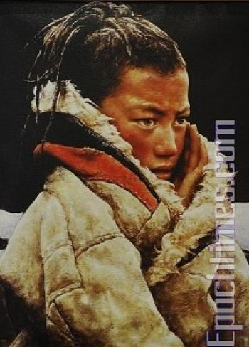 Картине «Тибетский мальчик» присвоена серебряная награда на Китайском международном конкурсе портретной живописи. Фото: Дай Бин/The Epoch Times