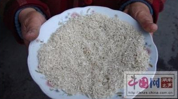 Мелкий и тёмный рис, выращенный на загрязнённых полях. Посёлок Мэйтянь провинции Хунань. Фото с epochtimes.com