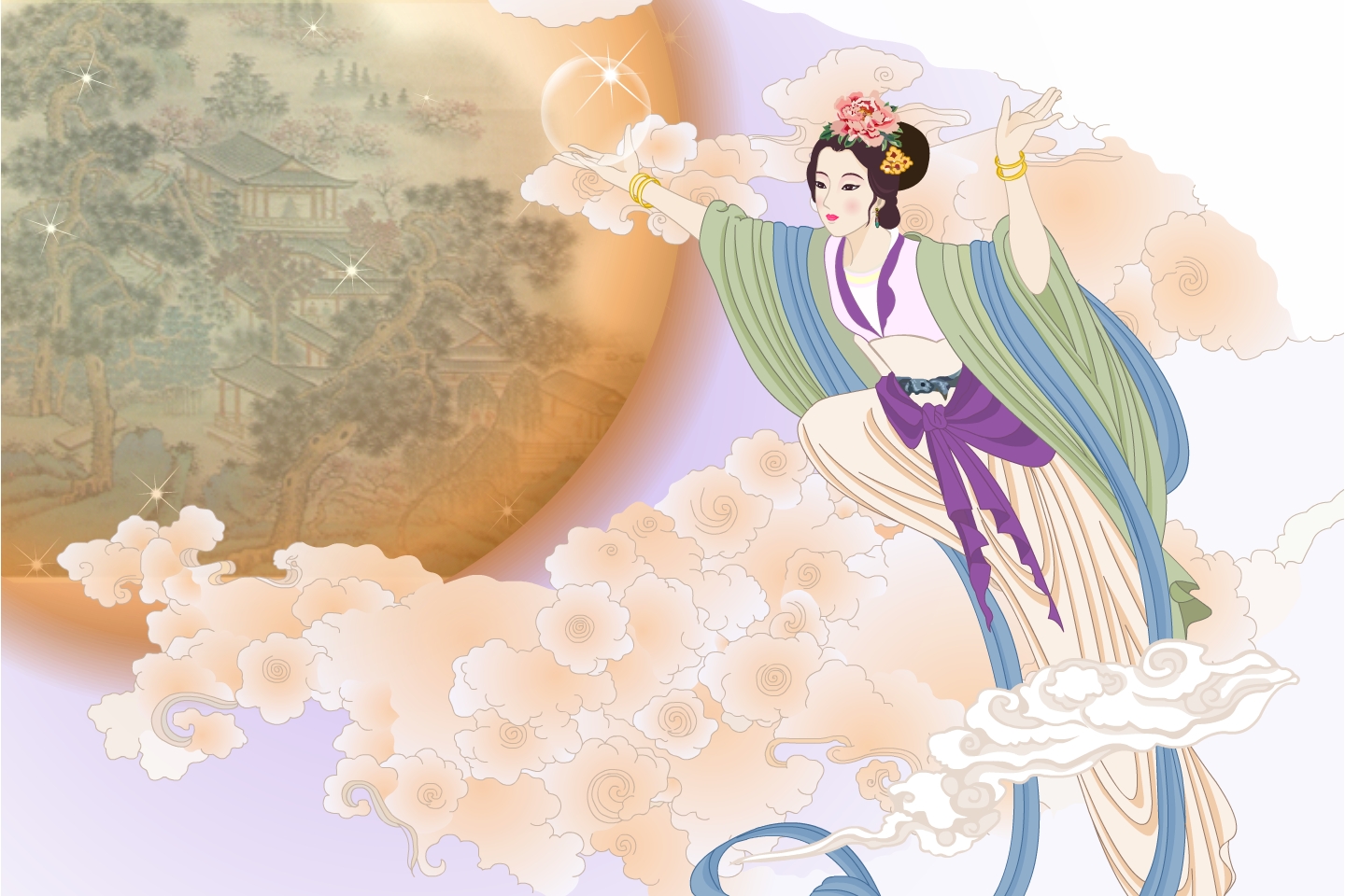 Легенда о празднике Чжунцю Цзе. Прекрасная Чан-э. Иллюстрация The Epoch Times