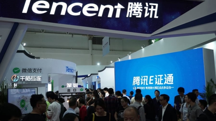 Стенд Tencent на Першому Саміті Цифрового Китаю в міжнародному виставковому центрі SICEC, Фучжоу, Китай, 22 квітня 2018 року. VCG/Getty Images