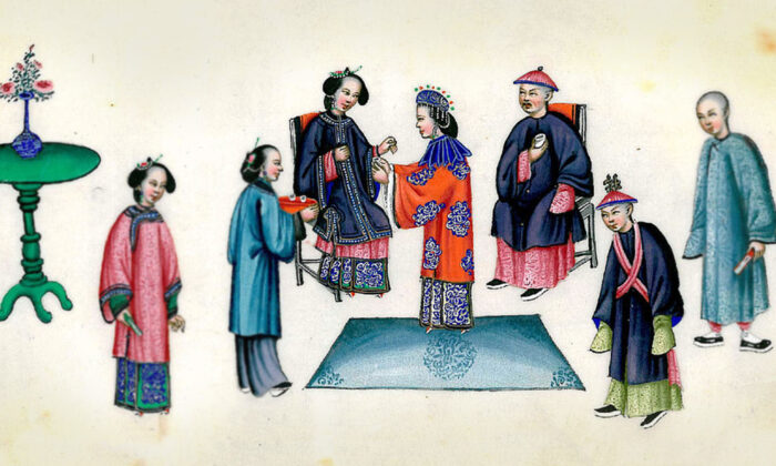 Фото: Весілля династії Цінь, наречена підносить чай своїй свекрусі. (Wikimedia Commons)