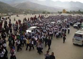 Протесты тибетских студентов против языковой политики Пекина. Провинция Цинхай. 19,20 октября 2010 год. Фото: Voice of Tibet Foundation 