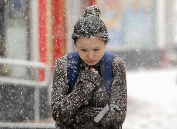 Снегопад в Пекине. 14 марта 2010 год. Фото: AFP PHOTO/ LIU Jin