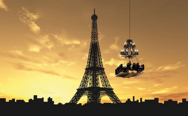Ужин в небе Парижа. Фото: AFP