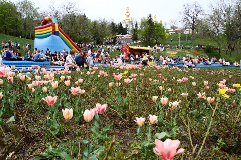 Виставка тюльпанів відкрилася в Києві на співочому полі. Фото: Велика Епоха 