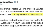 Вієйра розкритикував Рубіо після заяви про нові тарифи США щодо Бразилії (ВІДЕО)