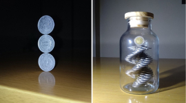 Произведение искусства по укладке монет, созданное японцем с феноменально устойчивыми руками