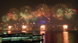 Салют в Гонконге во время празднования китайского Нового года (Фотообзор)