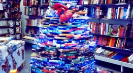 В київській книгарні встановили незвичайну ялинку з книг