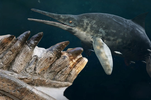 Огромные челюсти и зубы хищной морской рептилии возрастом 180 миллионов лет нашёл охотник за окаменелостями