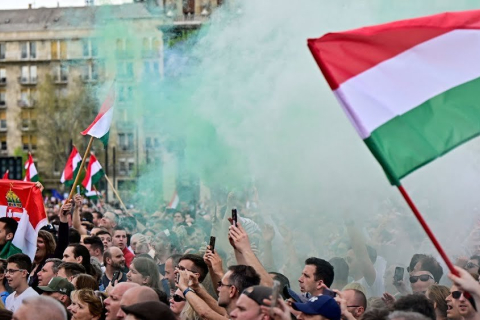 В Будапеште десятки тысяч человек вышли на демонстрацию против Орбана