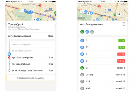 Новое приложение подскажет маршрут общественного транспорта в Киеве