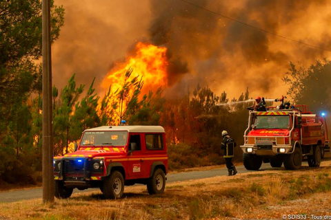 Лесной пожар во Франции заставил 1000 пожарных встать на защиту леса