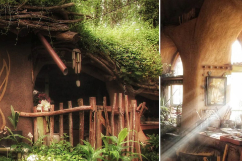 Поклонница писателя Толкина построила в лесу «Дом Хоббита», укрытый растительностью, и живет в нем