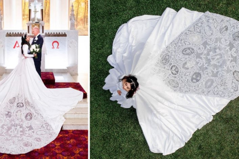 Австралійка півтора року виготовляла своє весільне плаття з коклюшкового мережива (ФОТО)
