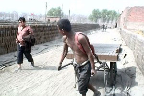 Дети изнемогают от рабского труда на кирпичных фабриках в Шанси