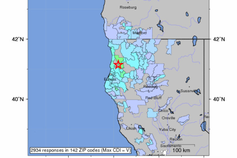 В Северной Калифорнии произошло землетрясение