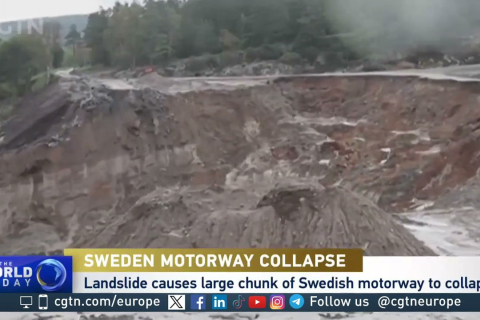 Оползень привел к обрушению большого участка шведской автомагистрали