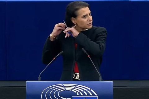 Шведский евродепутат обрезала волосы во время выступления на ассамблее ЕС
