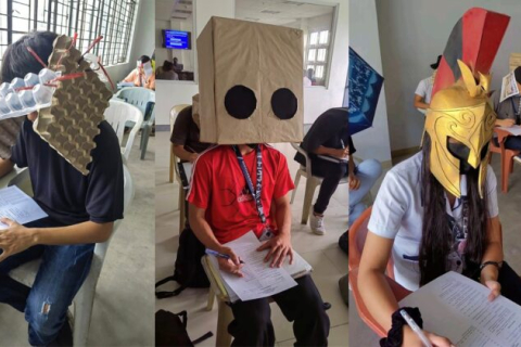Екзаменаційні капелюхи проти списування на Філіппінах стали вірусними. ФОТОрепортаж