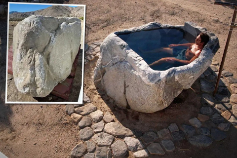 Чоловік знайшов камінь і за пів року зробив із нього дивовижну ванну в пустелі. ФОТОрепортаж